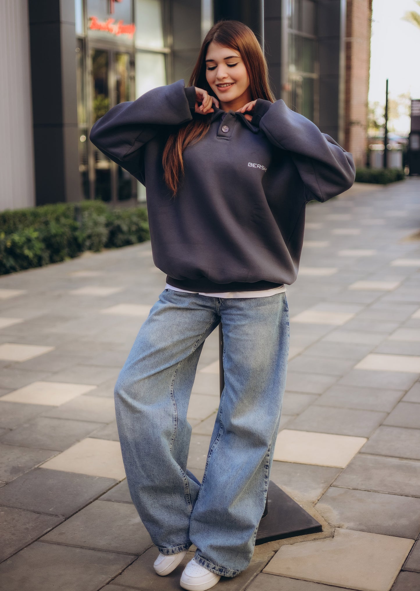 Oversized Polo Sweatshirt