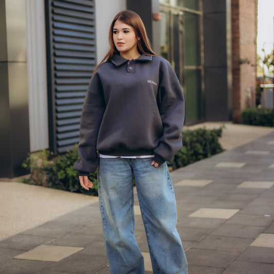 Oversized Polo Sweatshirt